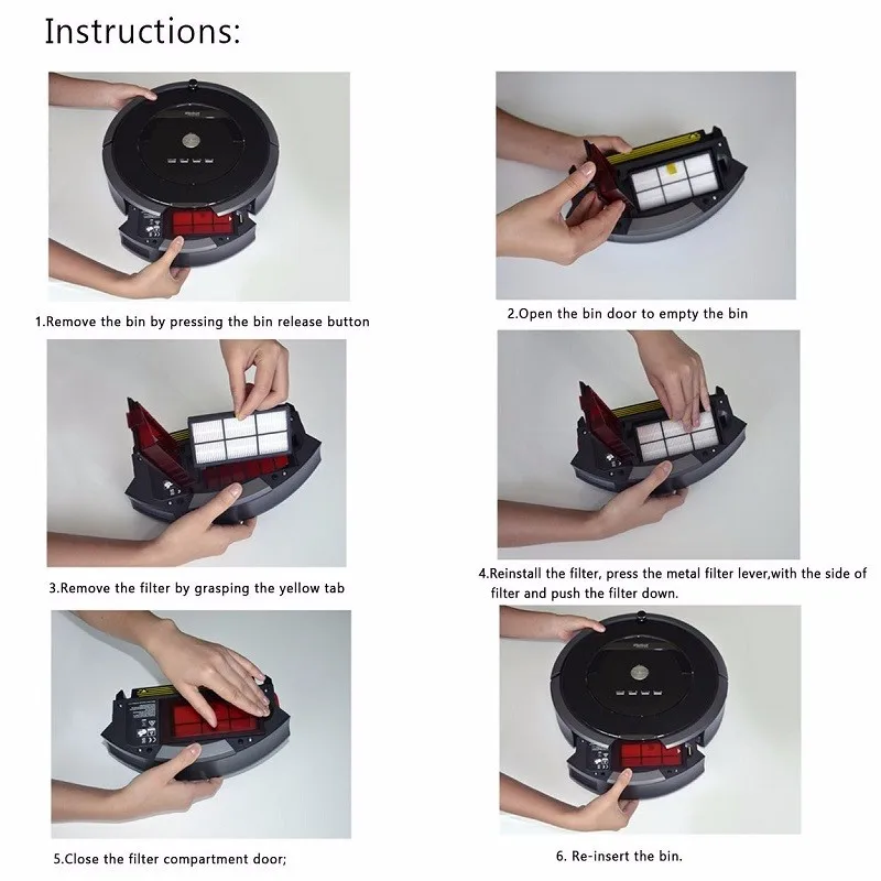 Новая упаковка из 10 шт. Hepa фильтр аксессуаров для iRobot Roomba 800 900 серии 870 880 980 роботы-пылесосы замены Запчасти+ 1 упругая прокладка