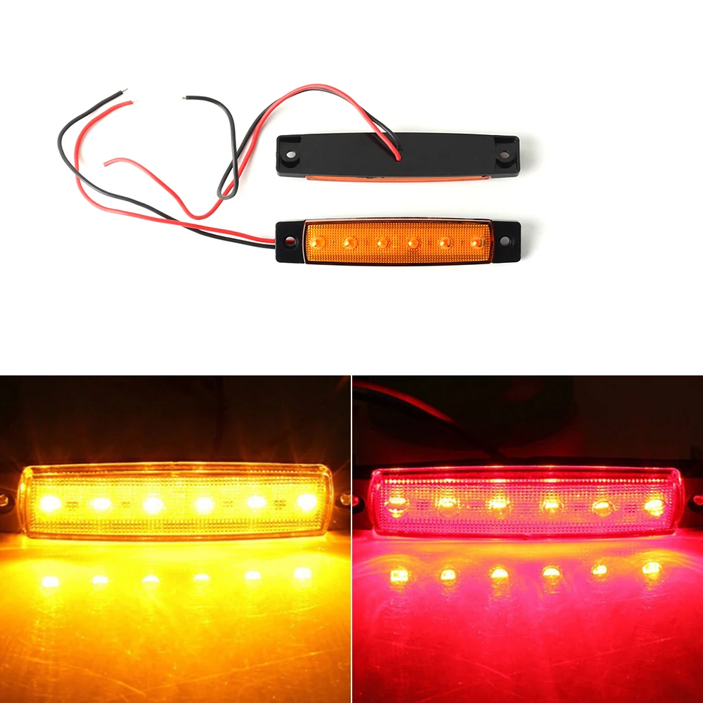 12V 2X 6 Led Clear Side Marker Indicators Lights Lamp For Car Truck