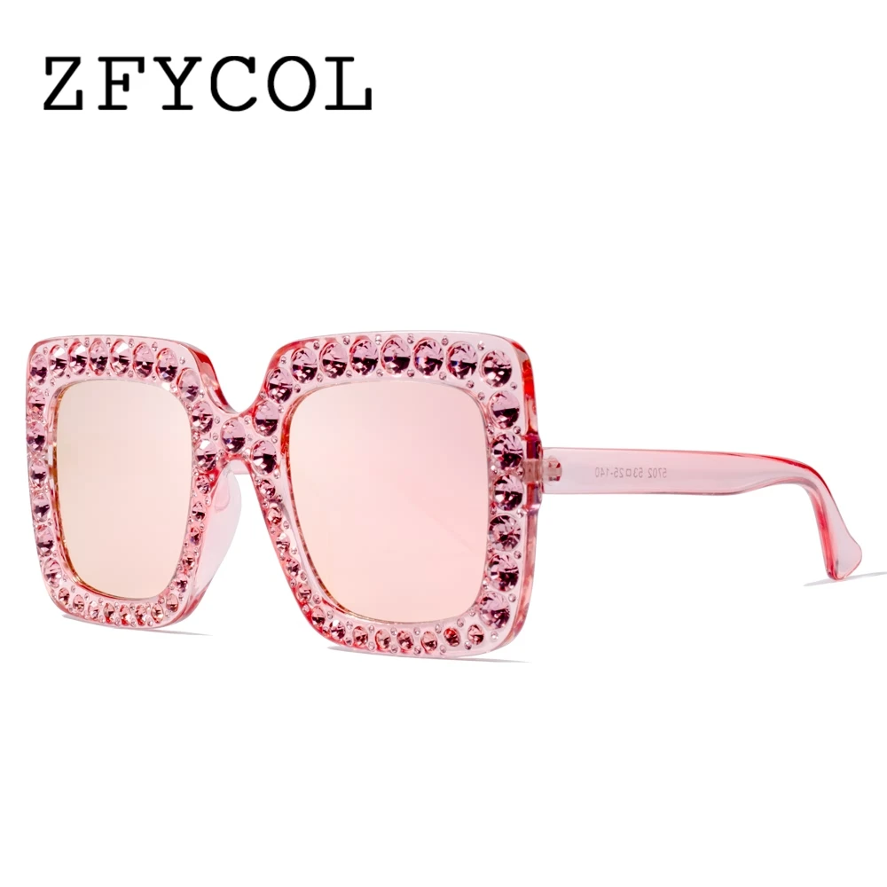 

ZFYCOL 2018 New Arrival Oversized Sun glasses For Womens Brand Original Sunglasses Female Crystal Square Frame Ladies Eyewear
