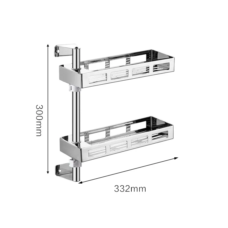 304 кухонная полка из нержавеющей стали, вращающаяся полка для ванной комнаты, настенная подставка для специй, многослойная угловая рама, Дырокол