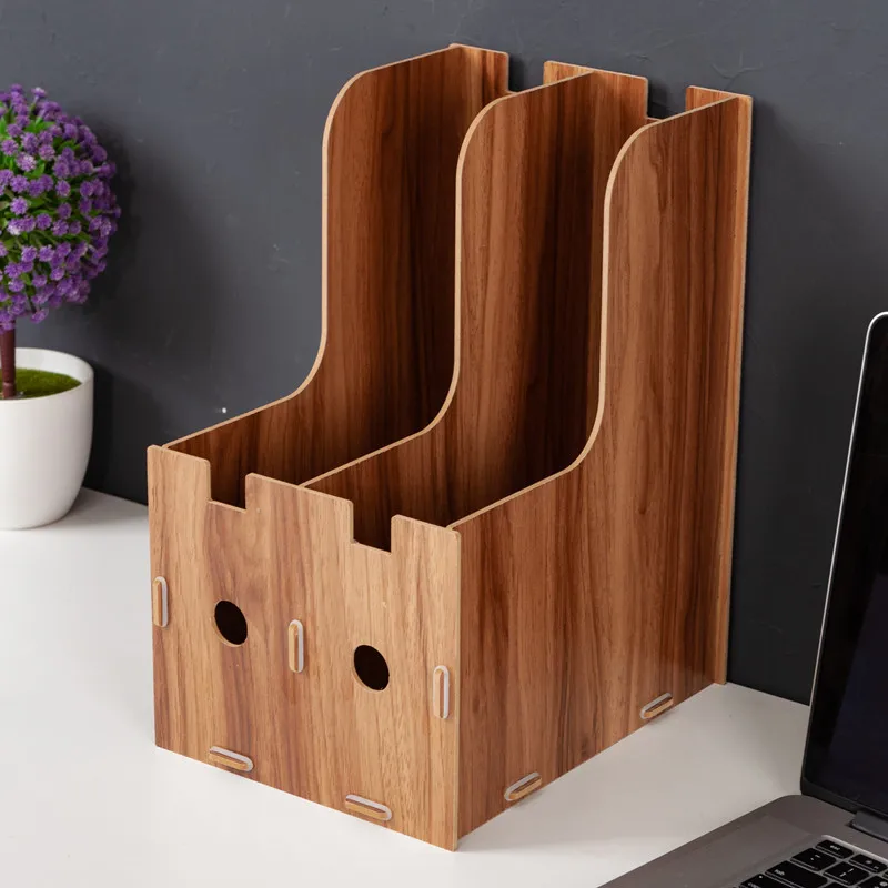  2-grid a4 Detachable wooden office desktop file book magazine stand rack holder table document fili
