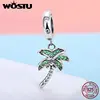 WOSTU-breloque de palmier scintillant en véritable argent Sterling 925, avec Bracelet Original en forme de CZ transparente, bijou authentique ► Photo 2/6