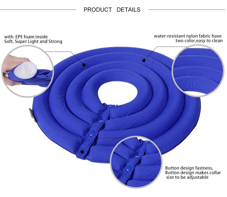 Надувные кошка собака Елизаветинский воротник нейлон Защитная медицинская конус E-воротник для маленьких и крупных собак Регулируемый ошейник для домашних животных