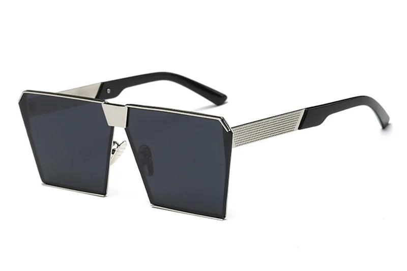 LEIDISEN Новинка крупные женские солнцезащитные очки уникальные брендовые дизайнерские солнцезащитные очки Винтаж Оправы для очков для Для женщин Одежда высшего качества UV400 - Цвет линз: Silver w black lens