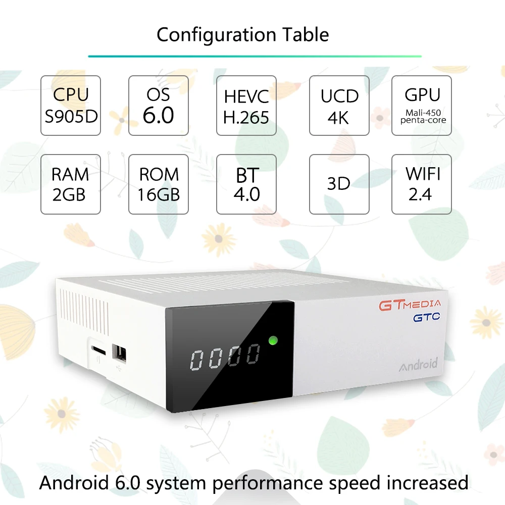 GTmedia GTC приемное устройство DVB-S2 DVB-C DVB-T2 ISDBT Amlogic S905D android 6,0 ТВ контейнер под элемент питания 2 Гб оперативной памяти, 16 Гб встроенной памяти