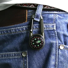 Универсальный 3 в 1 портативный открытый пеший туризм кемпинг карабин брелок мини компас термометр