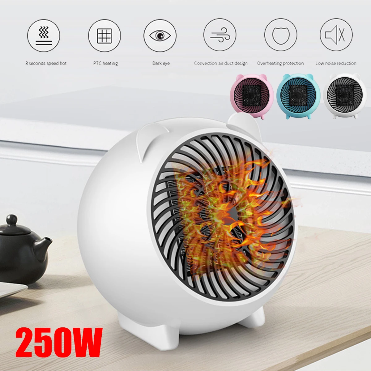 

Portable Electric Heater Space Heating Fan Hand Warmer Air Blower Home Office 250W 220V EU/110V US plug Winter Heater Fan