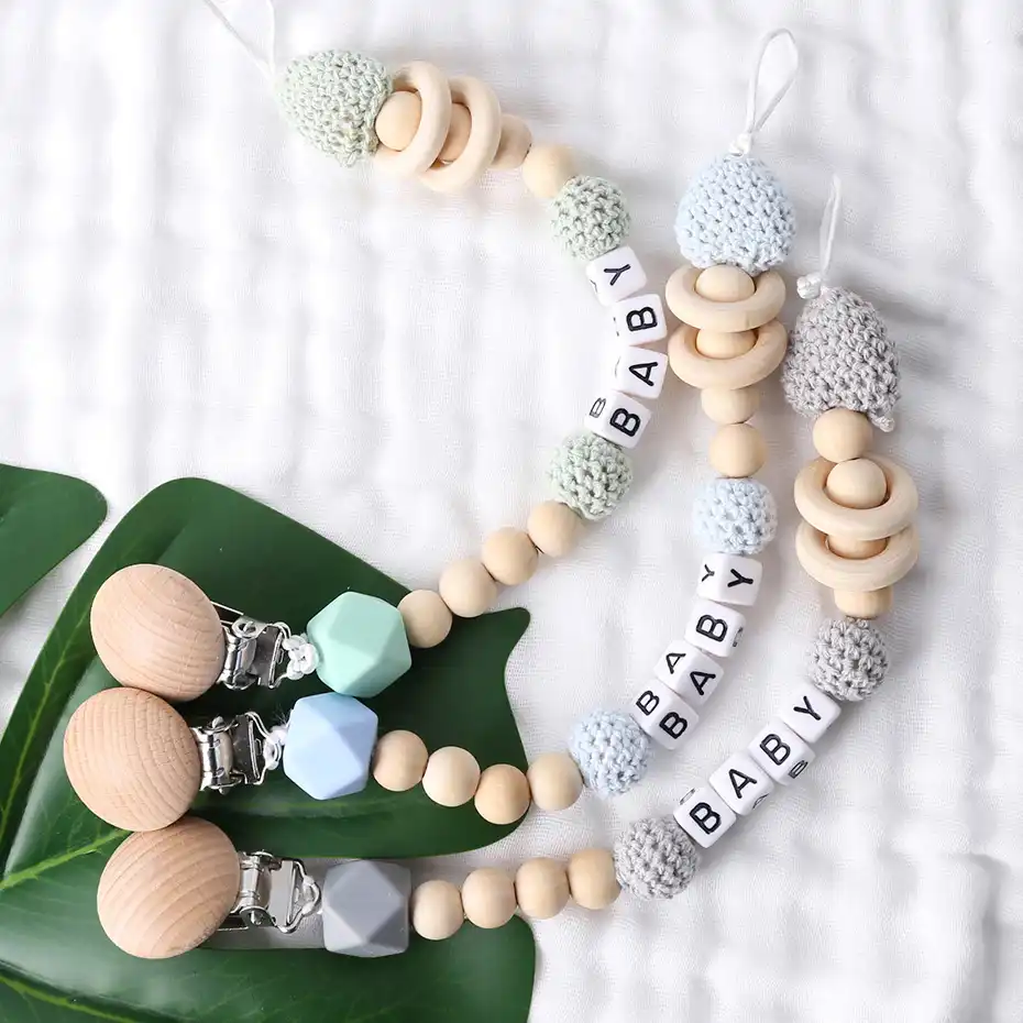 personalized beaded pacifier clips