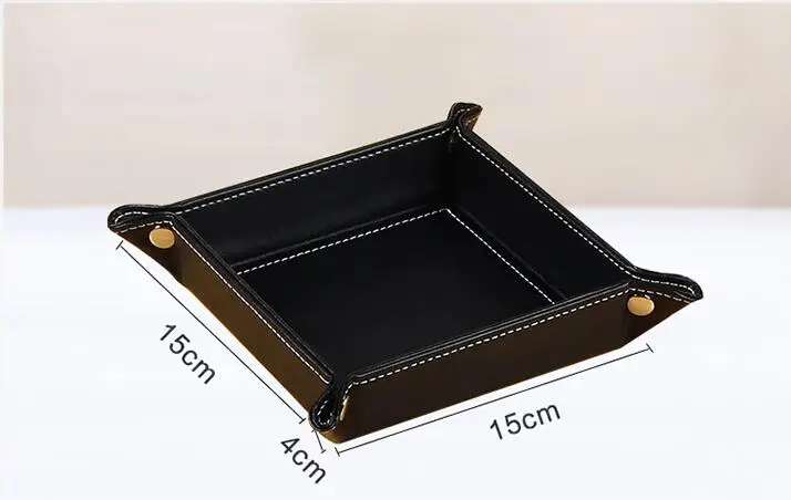 Rquare 22*22 см woode+ pu кожаный лоток для хранения офисный стол Хранение коробка сервировочный лоток домашнее украшение коробка для хранения ключей PTP11
