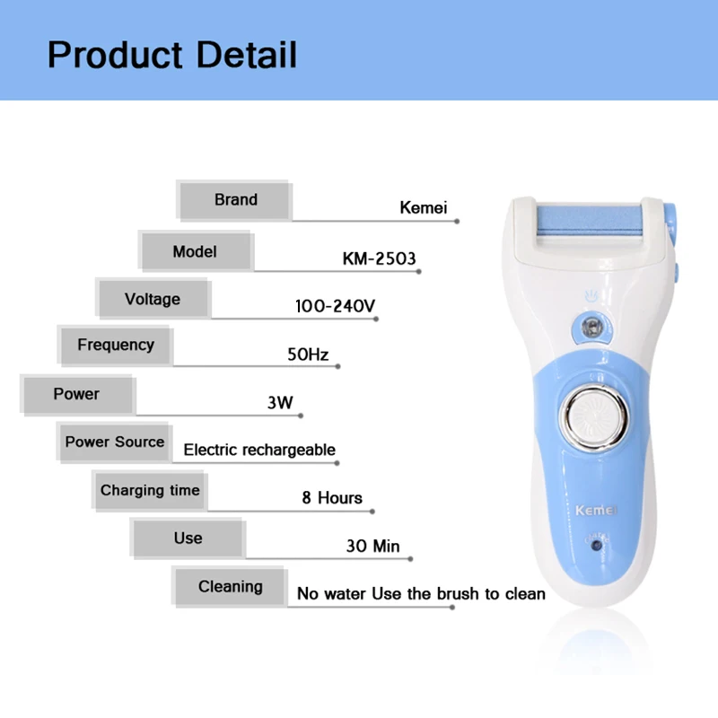 Kemei электрический прибор для удаления мозолей топ электрические педикюрные инструменты для ухода за ногами педикюр бархатная гладкая машина для удаления мозолей пилка для ног