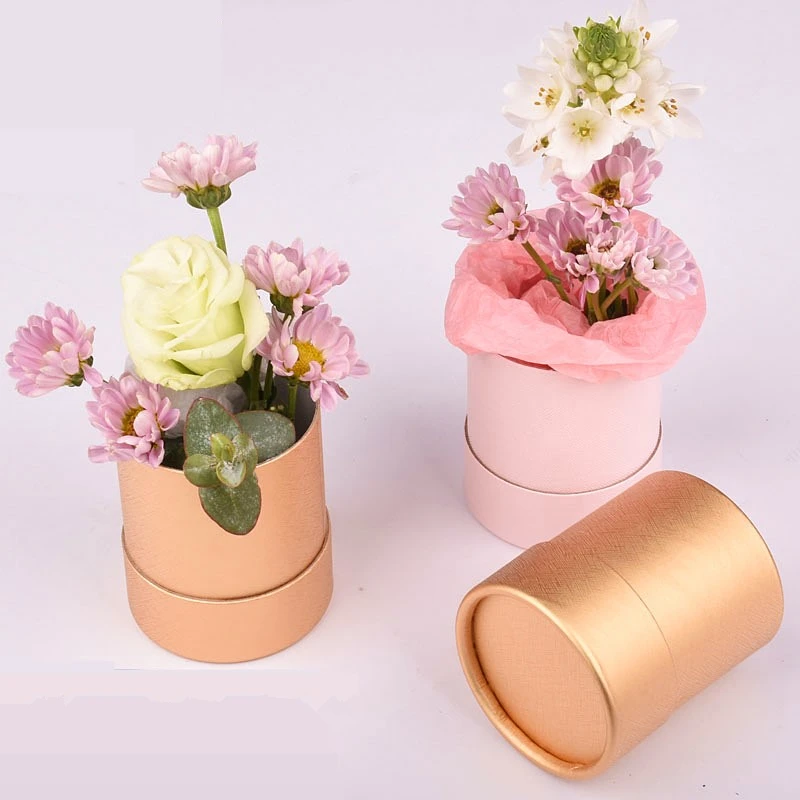 

5pcs Round Paper Flower Boxes with Lid Florist Bucket Valentine's Day Rose Present Packaging Box Home Decor Wedding Decoration