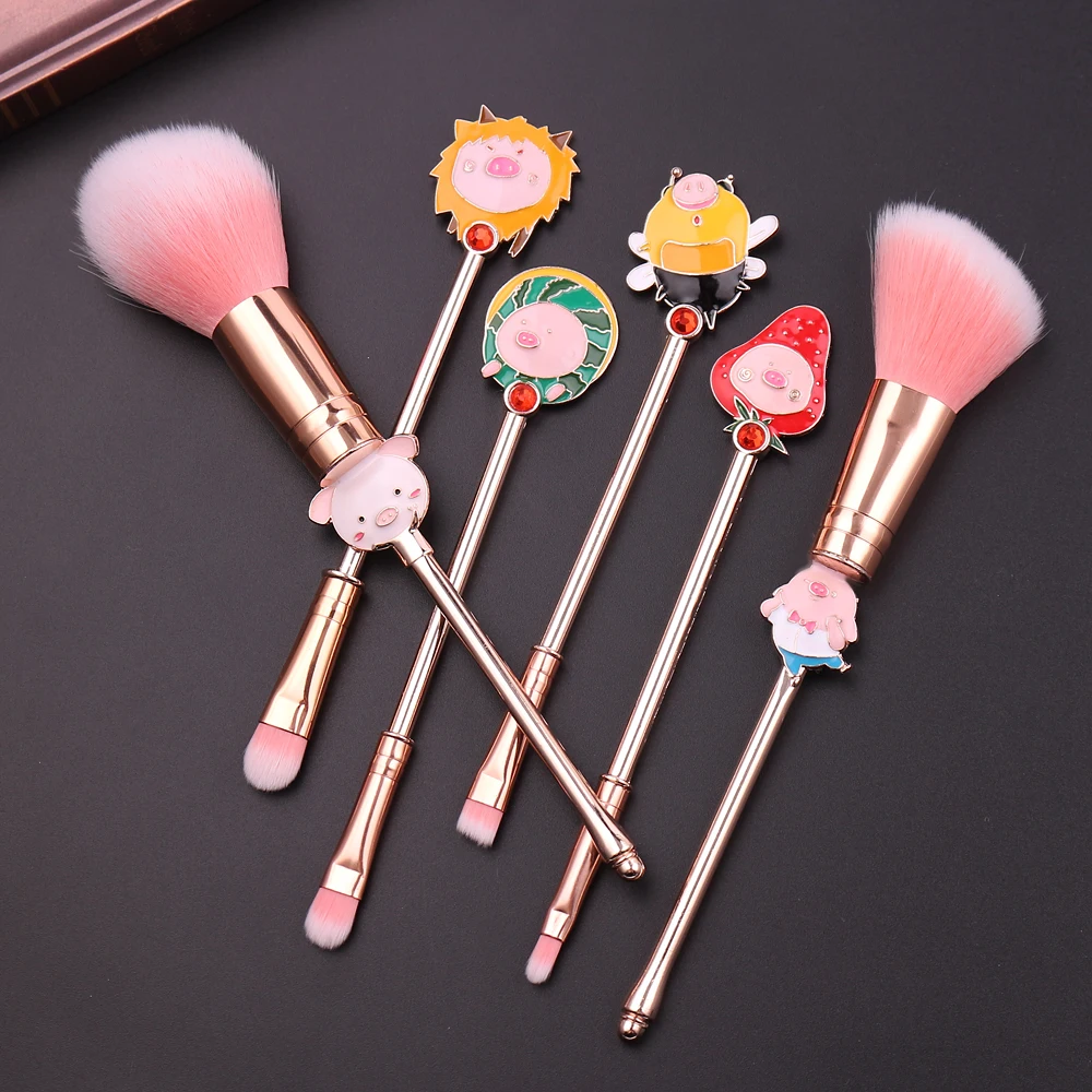 Pink Pig Makeup Brushes Set Cosmetic Face Contour Foundation Powder