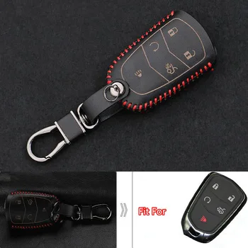 

10Pcs Leather Car Smart Key Remote Keychain Ring Holder Cover Shell Case Bag 5 Buttons For Cadillac ATS-L CTS SLS SRX New XTS