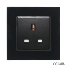 Черная закаленная стеклянная панель, новая британская стандартная розетка, настенная розетка, розетка, Горячая в RU
