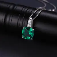 JewelryPalace – collier avec pendentif en argent Sterling 925 pour femme, imitation d'émeraude verte Nano, pierre précieuse, Solitaire, sans chaîne 2