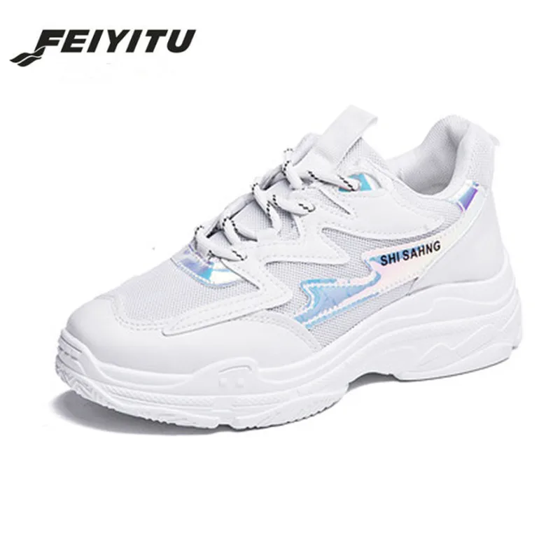 

FeiYiTu New arrival women shoes mesh breathable platform sneakers tenis feminino casual shoes basket femme white shoes girl