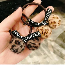 1 шт. Леопард письмо плюшевый шар волосы веревка зама хвост кос волос кольцо Зима Простой резинка для волос G0502