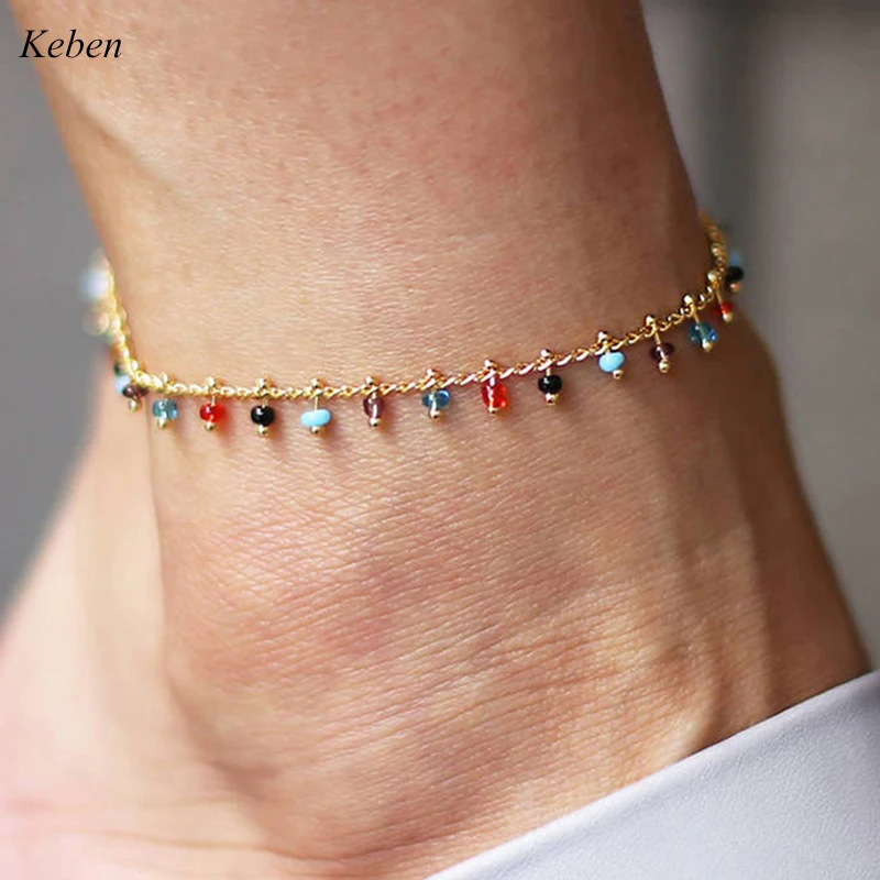 

Fashion Trendy Foot Jewelry Colorful Crystal Rhinestone Drop Anklet Summer Barefoot Ankle Leg Bracelets Gift for Women Girl
