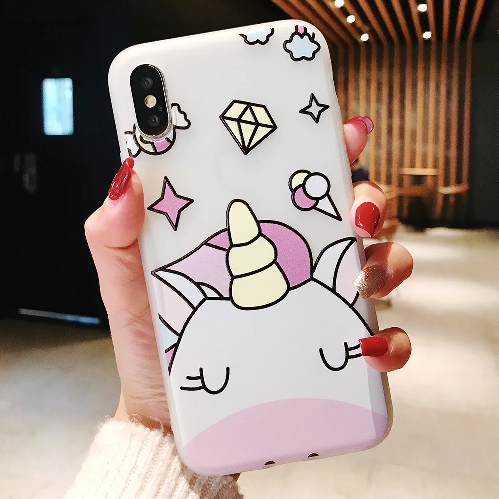KIPX1104W_1_JONSNOW Phone Case For iPhone XS Max XR XS 6 6S 7 8 Plus Funny Cute Emboss Unicorn Pattern Soft Silicone Cover Cases Capa Fundas