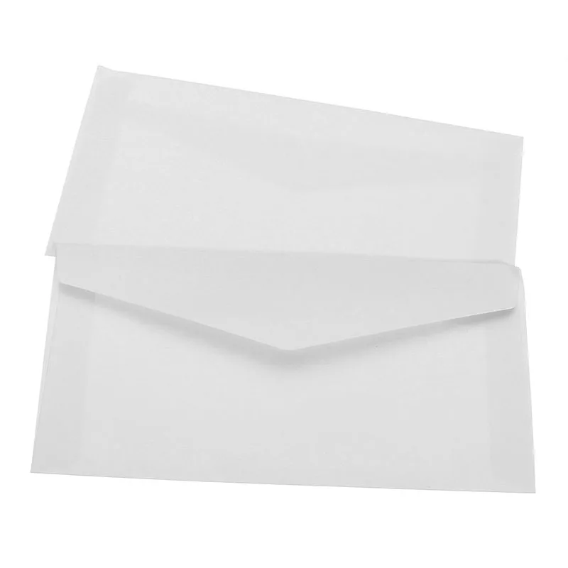 Kicute, 50 шт., оконные конверты, классические, одноцветные, белые, крафт-бумага, пустая, мини-бумага для свадебных приглашений, конверт, Подарочный конверт, 22*11 см - Цвет: Белый