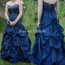 Abendkleider marineblau lange prom kleider 2016 ballkleid schatz-wulstige formale party kleider frauen abendkleider vestido longo