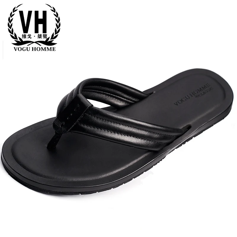 

youth summer Genuine leather flip-flops British reto summer sandals Sneakers Men Slippers Flip Flops casual Shoes beach outdoor
