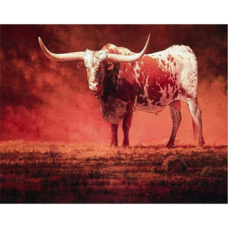 Modern Lukisan Nomor Hewan Banteng Sapi Gambar Mewarnai Diy