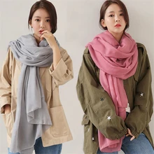 100*180 см женский хлопковый шарф мягкий Однотонный женский платок пашмины шали и палантины мусульманский хиджаб шарфы исламский платок палантин