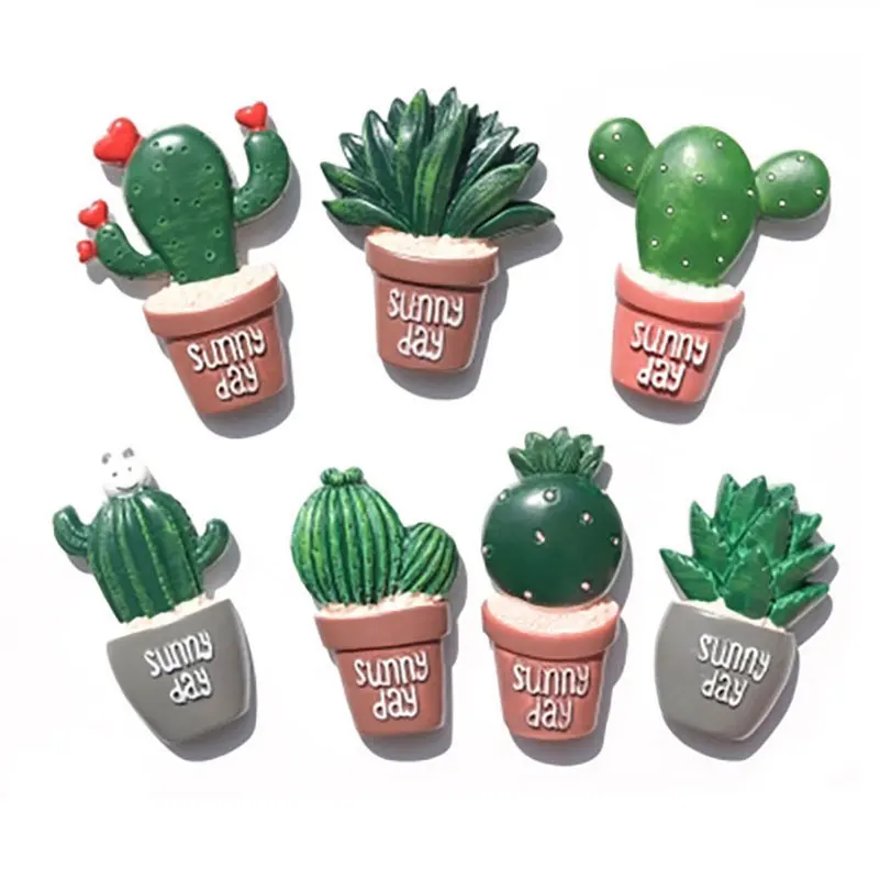 7 pcs / set Creative lovely fleshy cactus plant flower fridge