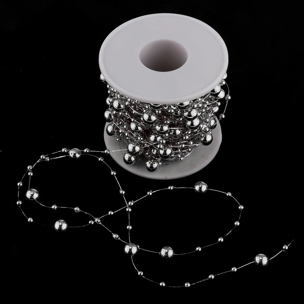 10m Metallic Beads String Pearls Wire Strands Wedding Birthday Xmas DIY Craft