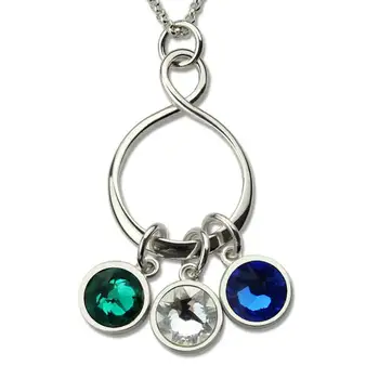 

AILIN Personalized Infinity Jewelry Infinity Birthstone Necklace Sterling Silver Necklace Eternal Infinity Symbol Charm