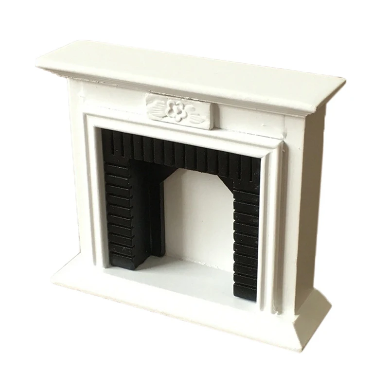 1:12 Dollhouse Miniature Furniture Room Wooden Vintage Black White Fireplace