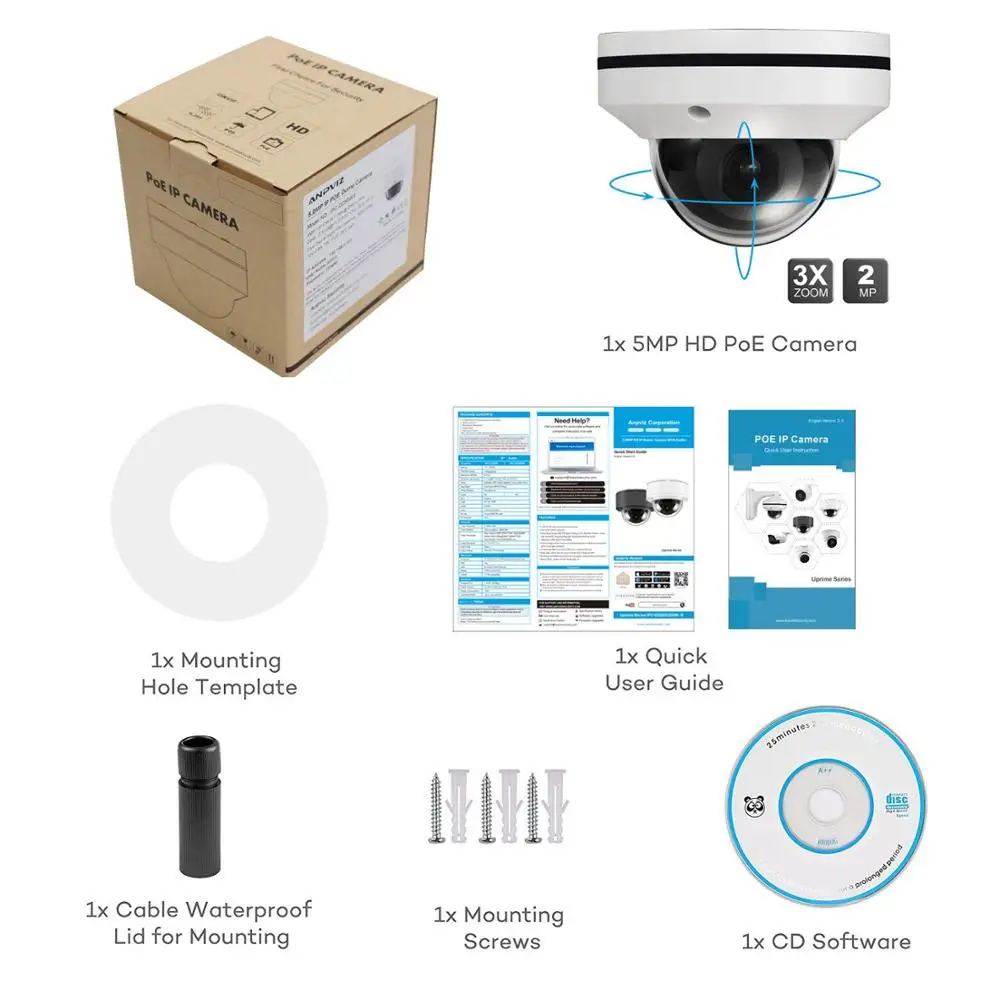 Anpviz(Hikvision совместимый) IPC-Z25503ST 5MP ptz poe ip-камера с 2,8~ 8 мм Моторизованными объективами защита от атмосферных воздействий IP66 ONVIF