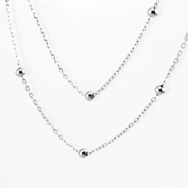 Stainless Steel 1.2mm Silver Rolo Link Chain Necklace With Space Ball Sell In 5 Meters No Clasp Chains Factory Outlet