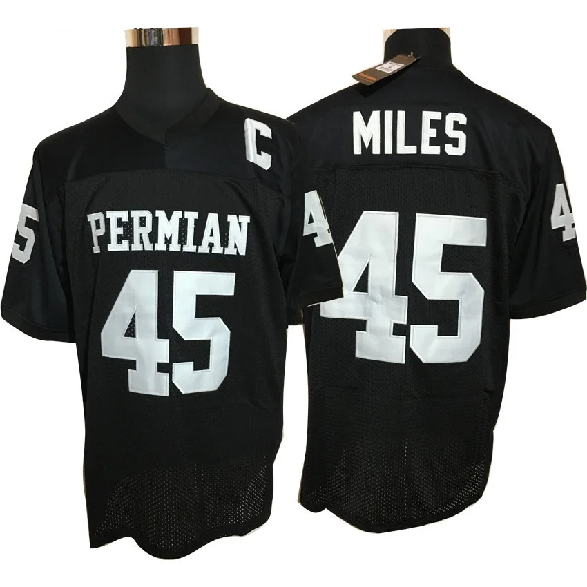 

Permian Movie Mens Cheap Friday Night Light American Football Jerseys #45 Boobie Miles Jersey Retro Stitched Black Shirt for Men