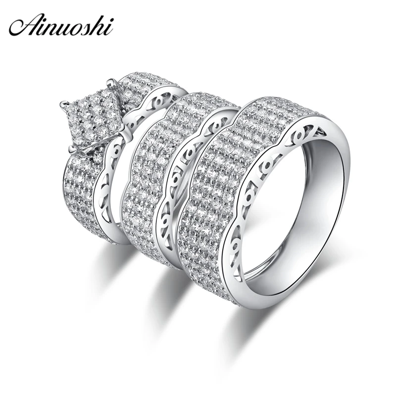 Ainuoshi Classic 925 Sterling Silver Couple Wedding Engagement