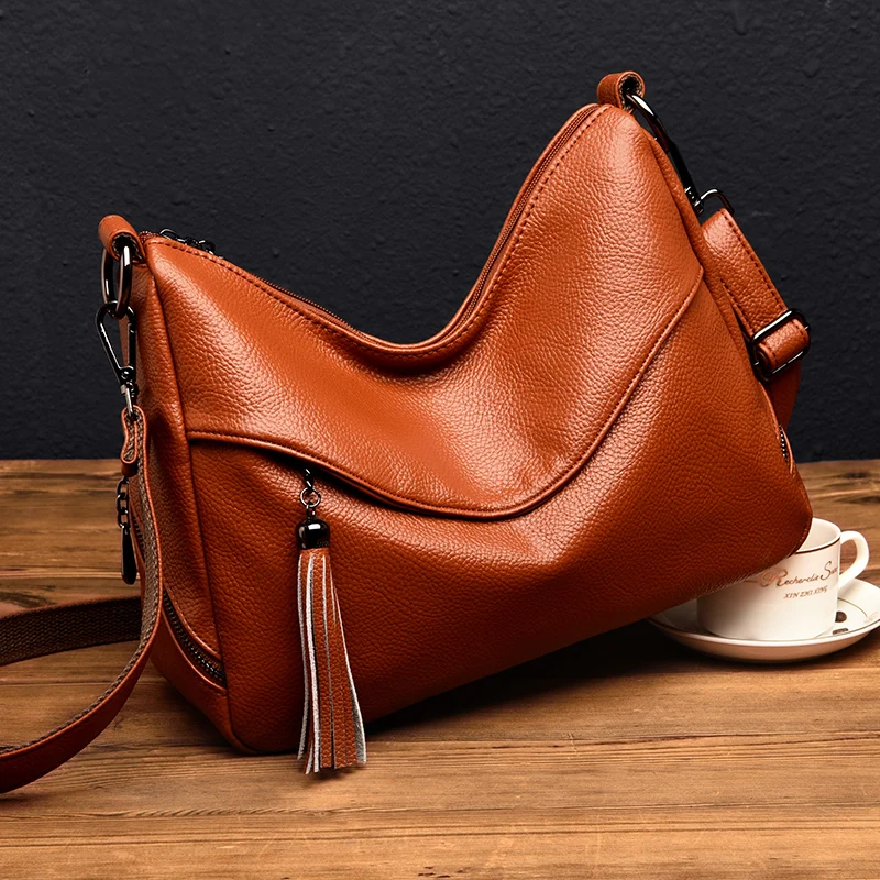 

soft leather women bag tassel 2019 fashion handbag female Crossbody women messenger bags shoulder new brand design lady bag