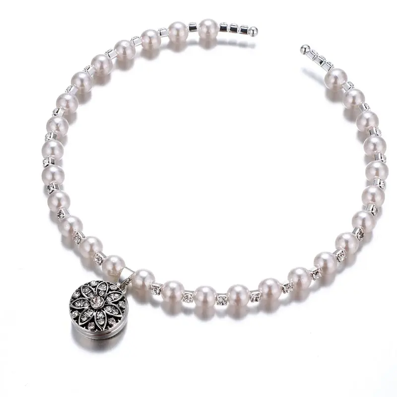 NEW Fashion Rhinestone Crystal Snap Necklace Torques Collar Beauty fit 18MM snap buttons jewlery DJ0151