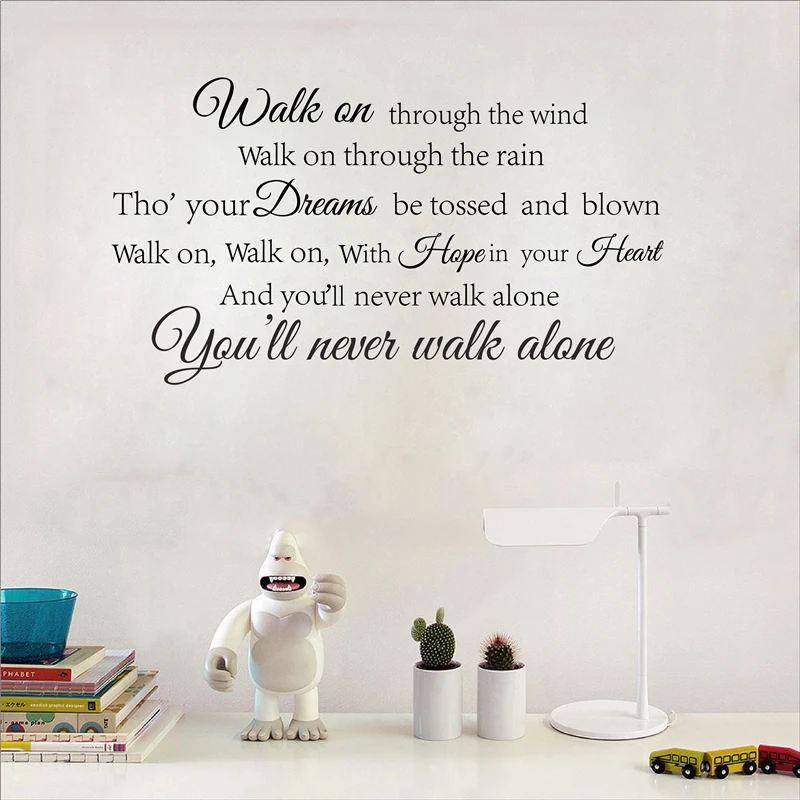 Football Quote Wall Art Sticker You Will Never Walk Alone Football Team Lyric Vinyl Wall Decal For Children Room Wall Stickers Aliexpress