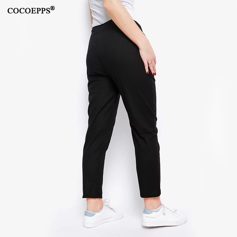 COCOEPPS, женские модные летние брюки с карманами размера плюс, одноцветные брюки-карандаш для женщин, весенние Узкие повседневные брюки большого размера, M-6XL