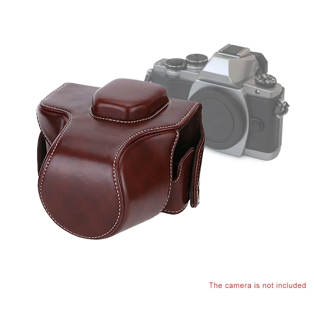 Crazy horse Leather Camera Bag Case Soft internal layer with Shoulder Strap for Olympus OM D ...