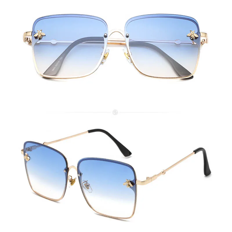 С большой оправой Для женщин солнцезащитные очки, прозрачные линзы в виде маленькой пчелы квадратный дизайнерские женские солнцезащитные очки, Oculos De sol Gafas - Цвет линз: C4