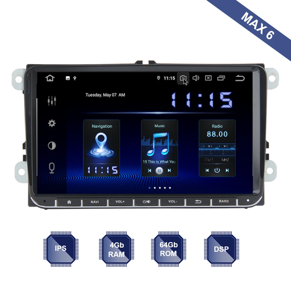 Android 9.0 Car Radio 2 Din GPS Navi for GTI Jetta Golf Polo Passat Tiguan Touran Seat Leon Altea PX6 DSP IPS HDMI 4Gb+64Gb WIFI