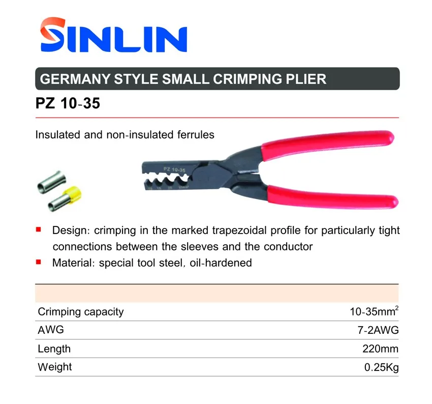 PZ 10-35^ 2 7-2AWG 10-35mm ГЕРМАНИЯ СТИЛЬ МАЛЫЙ ОПРЕССОВКА ПЛОСКОГУБЦЫ электрические щипцы инструменты