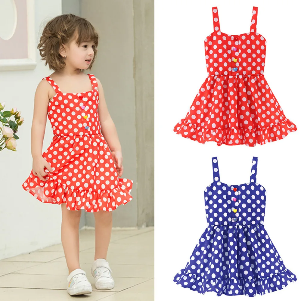 

MUQGEW Dot Print Slip Sundress Princess Dress 2019 Hotselling Summer Toddler Baby Girl Clothes Sleeveless Wear Party Outfits