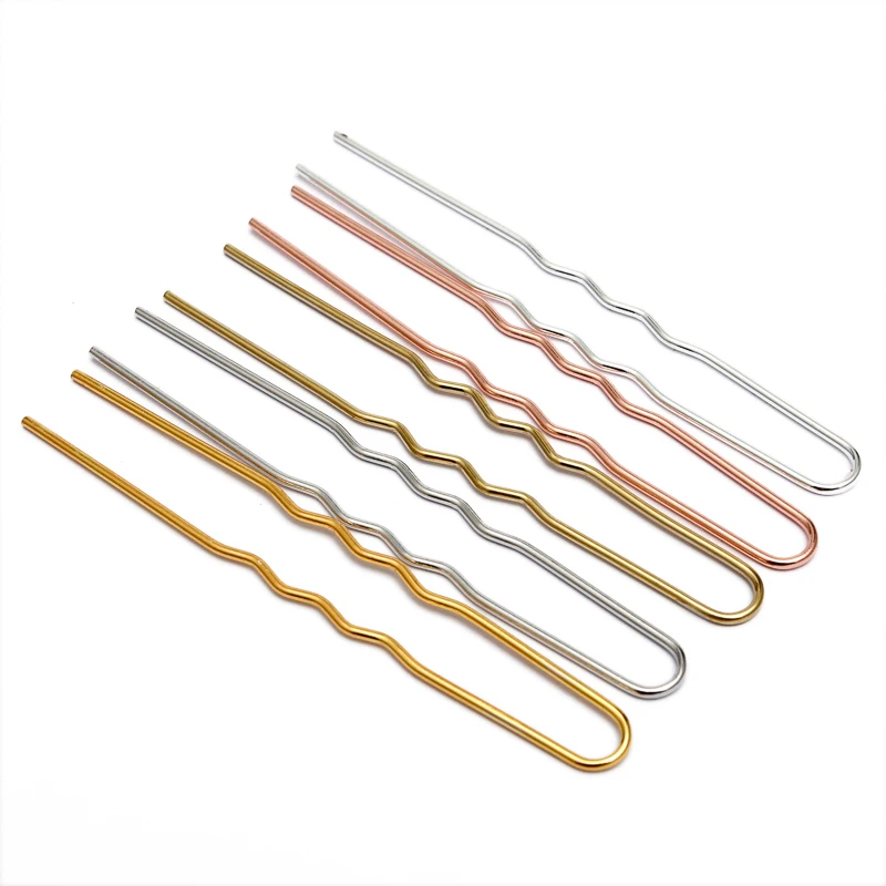 50pcs/lot 70x1.2mm hair combs  Raw Brass Hair Sticks U shape Hair pins & needles Setting For Women Jewelry making