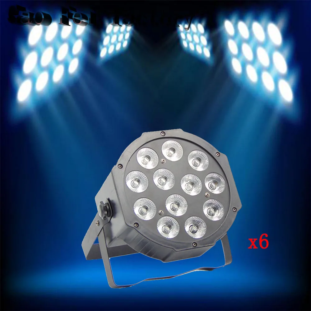 

6pcs/lots 12x12w led lamp beads led Par lights RGBW 4in1 flat par led dmx512 disco lights professional stage dj equipment