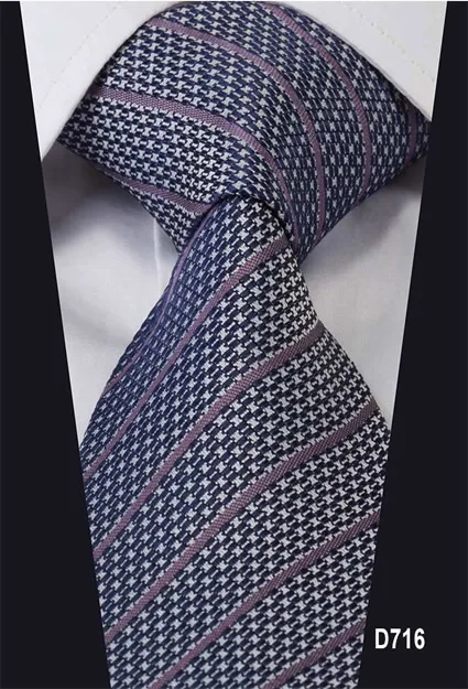 D716 Navy Blue Клетчатый горошек Пейсли цветочные полосы 3," Шелковый Свадебный жаккардовый тканый мужской галстук Галстук# D7 - Цвет: D716 Navy Blue