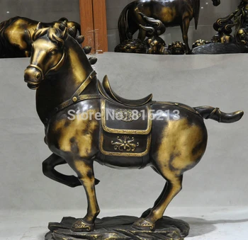

bi001128 24' Chinese Fengshui Bronze Zodiac Year Horse Successful Running Animal Statue