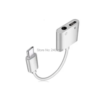 

wholesale 30pcs/lot Usb Type C Adapter Charger Audio Cable 2 In 1 Type-C To 3.5mm Jack Headphone Aux Converter For Xiaomi
